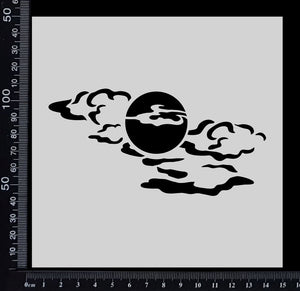 Cloudy Moon - Stencil - 150mm x 150mm
