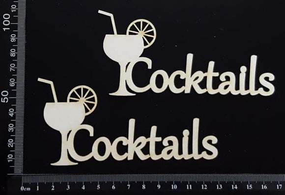 Cocktails - Set of 2 - White Chipboard