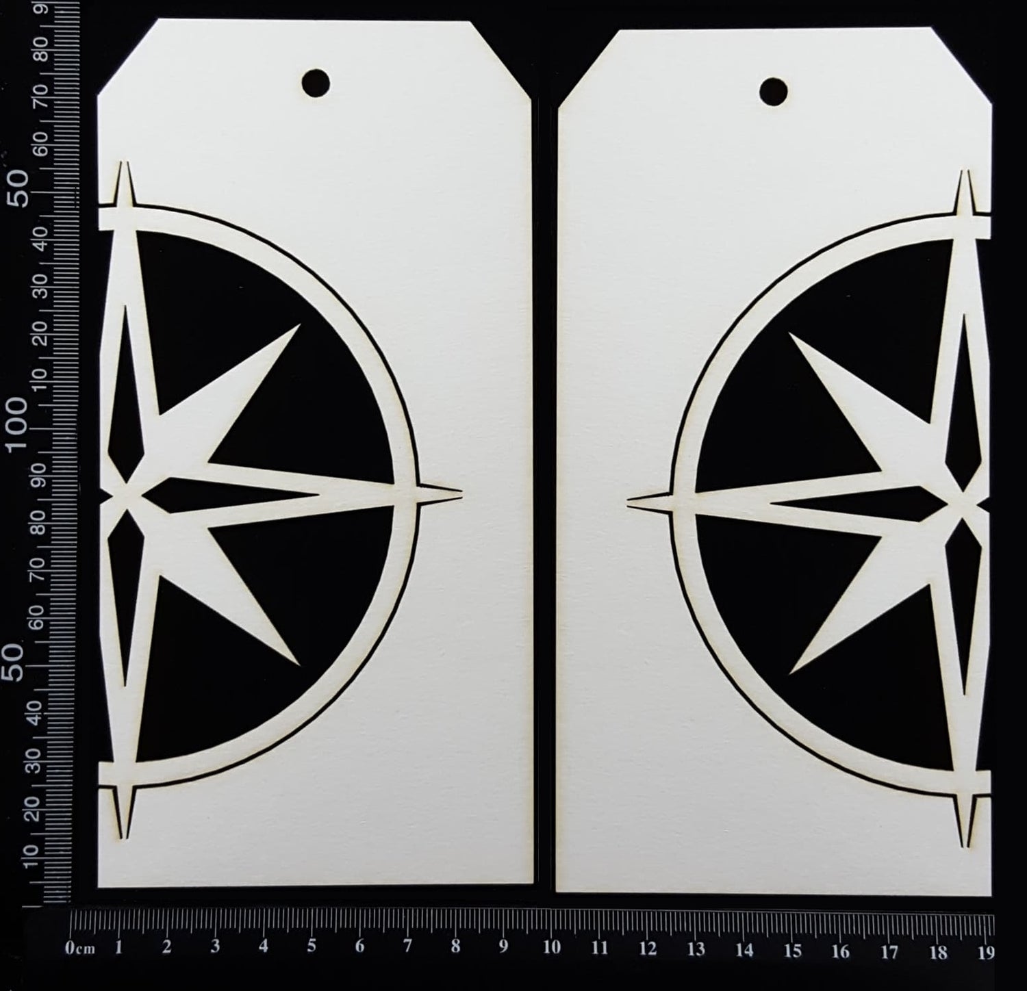 Compass Tag Set - Large - B - White Chipboard