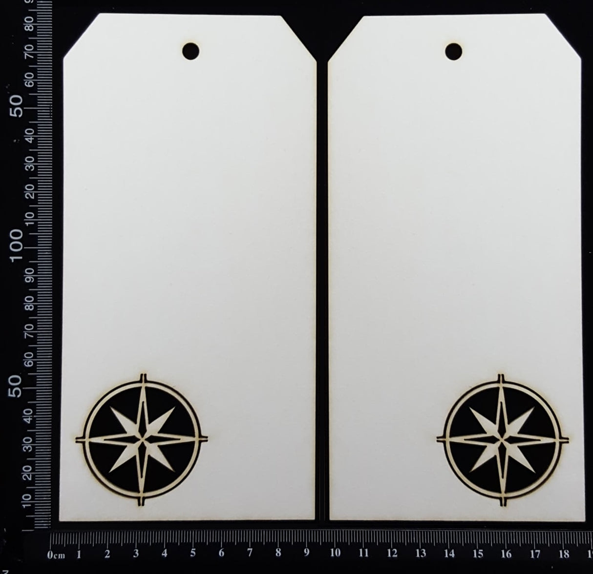 Compass Tag Set - Large - C - White Chipboard