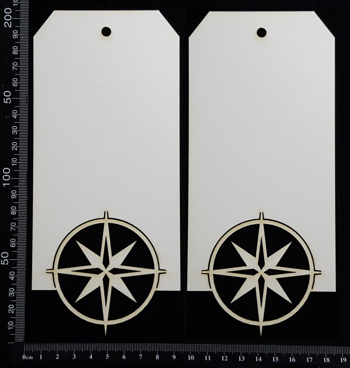 Compass Tag Set - Large - D - White Chipboard