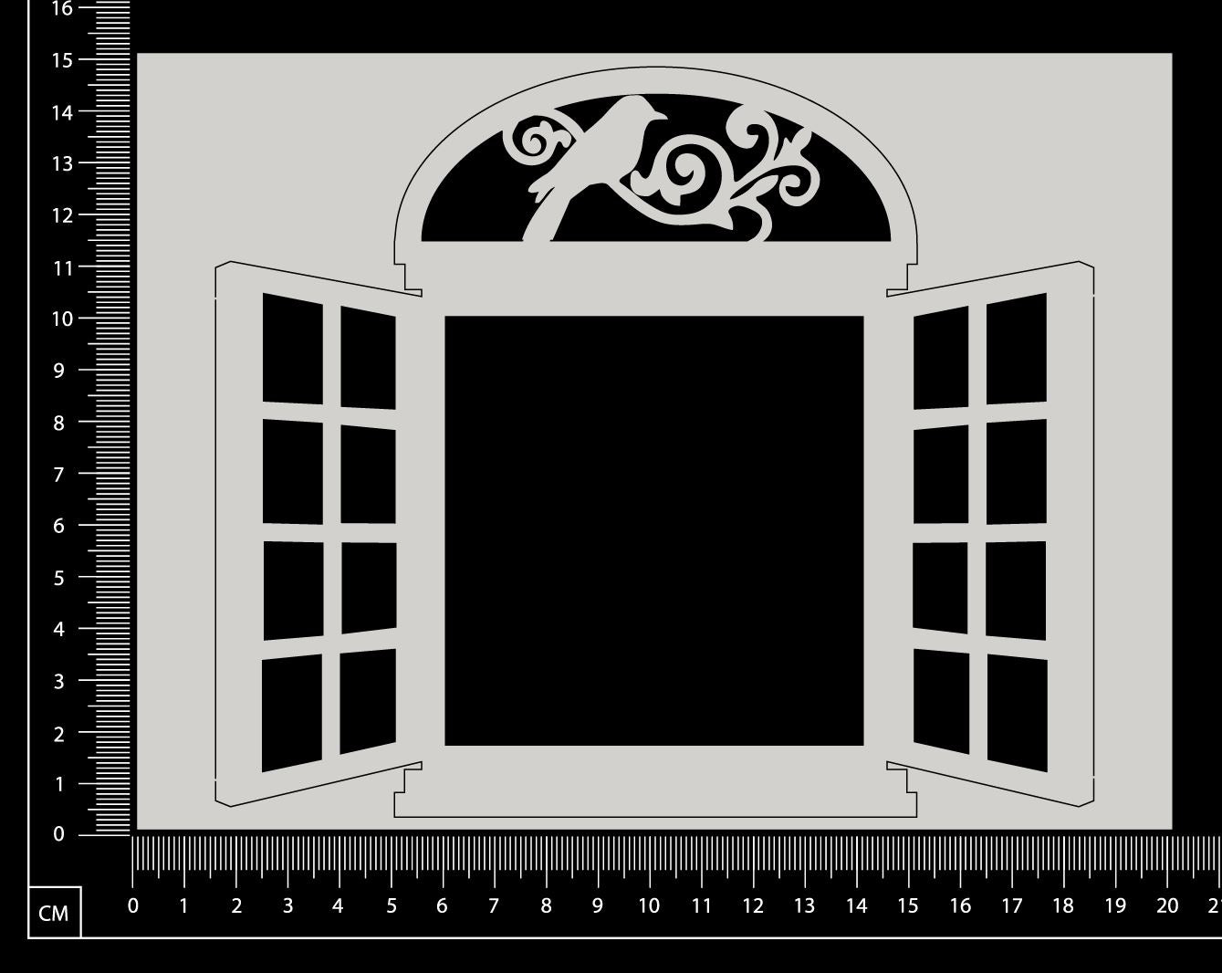 Cottage Window - Bird - Large - White Chipboard