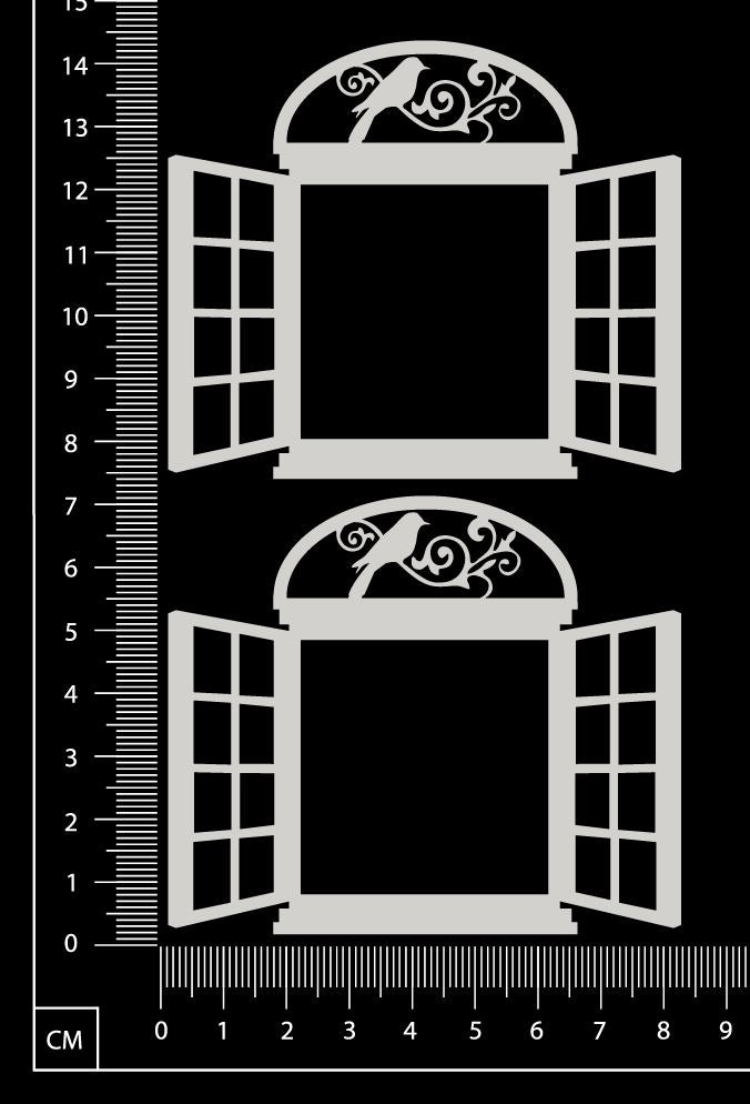 Cottage Windows - Birds - Small - White Chipboard