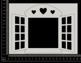 Cottage Window - Hearts - Large - White Chipboard