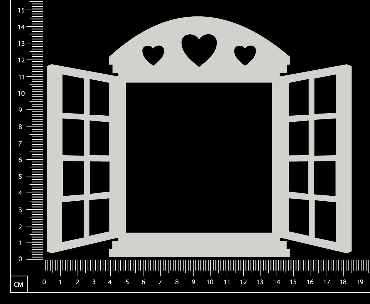 Cottage Window - Hearts - Large - White Chipboard