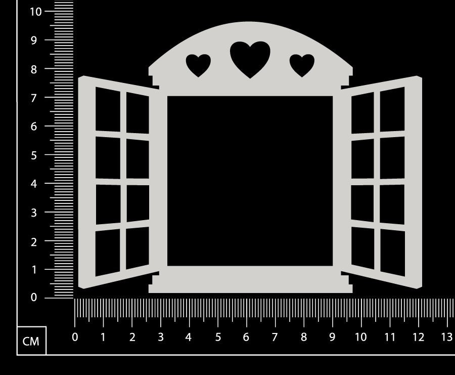 Cottage Window - Hearts - Medium - White Chipboard