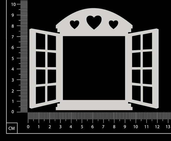Cottage Window - Hearts - Medium - White Chipboard
