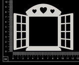 Cottage Window - Hearts - Medium - White Chipboard