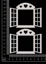 Cottage Windows - Hearts - Small - White Chipboard