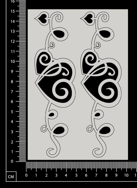 Curly Heart Border Set - B - Small - White Chipboard