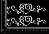 Curly Heart Border Set - B - Small - White Chipboard