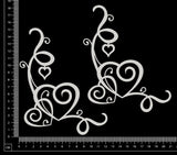 Curly Heart Corners Set - White Chipboard