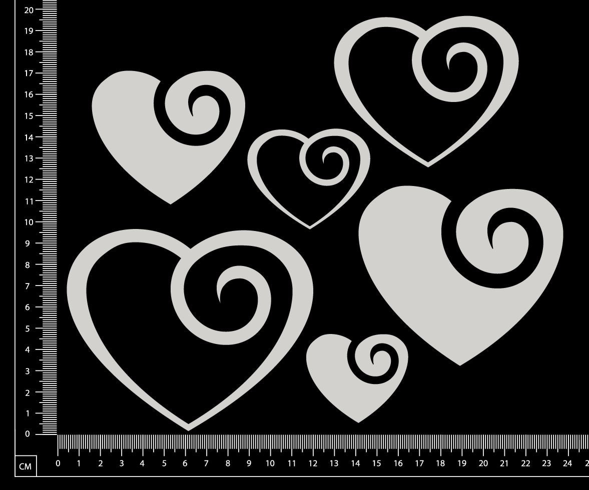 Curly Hearts - White Chipboard