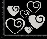 Curly Hearts - White Chipboard