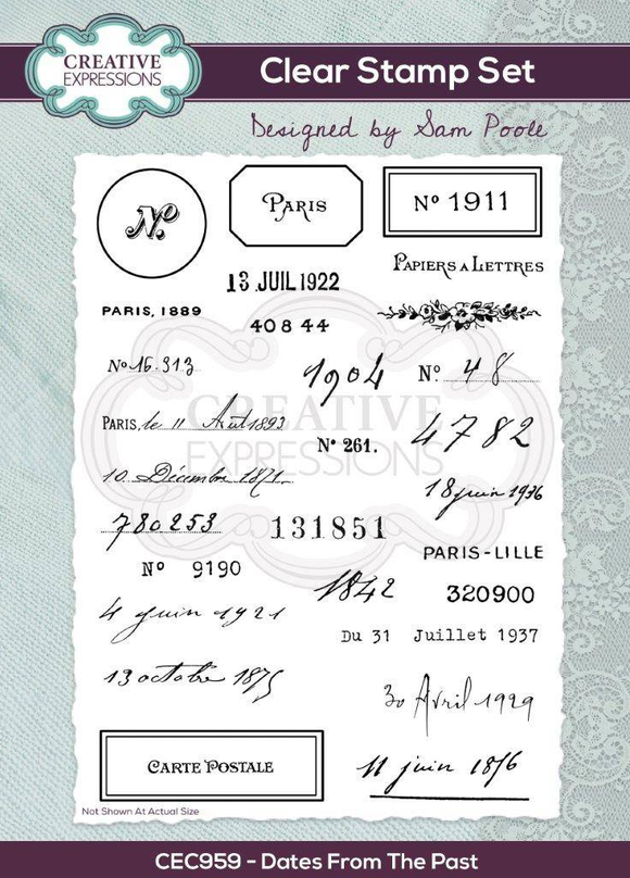 Creative Expressions Sam Poole Dates From The Past A5 Clear Stamp Set
