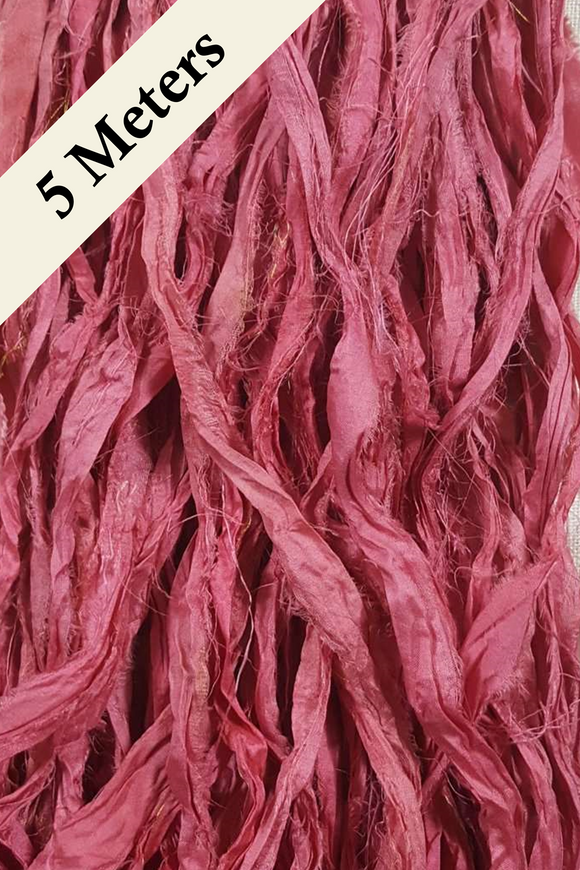 Reclaimed Sari Silk Ribbon - Desert Rose - 5m Pack
