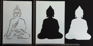 Detailed Buddha - Set of 3 pieces - Stencil - 200mm x 300mm