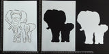 Detailed Elephant Mother and Baby - Set of 3 pieces - Stencil - 200mm x 300mm