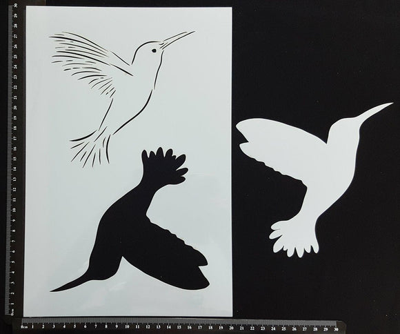 Detailed Hummingbird - Stencil - 200mm x 300mm