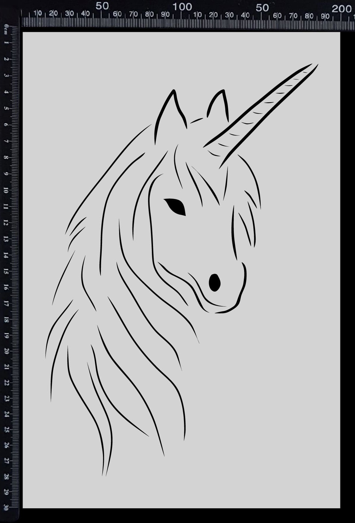 Detailed Unicorn Head - A - Stencil - 200mm x 300mm