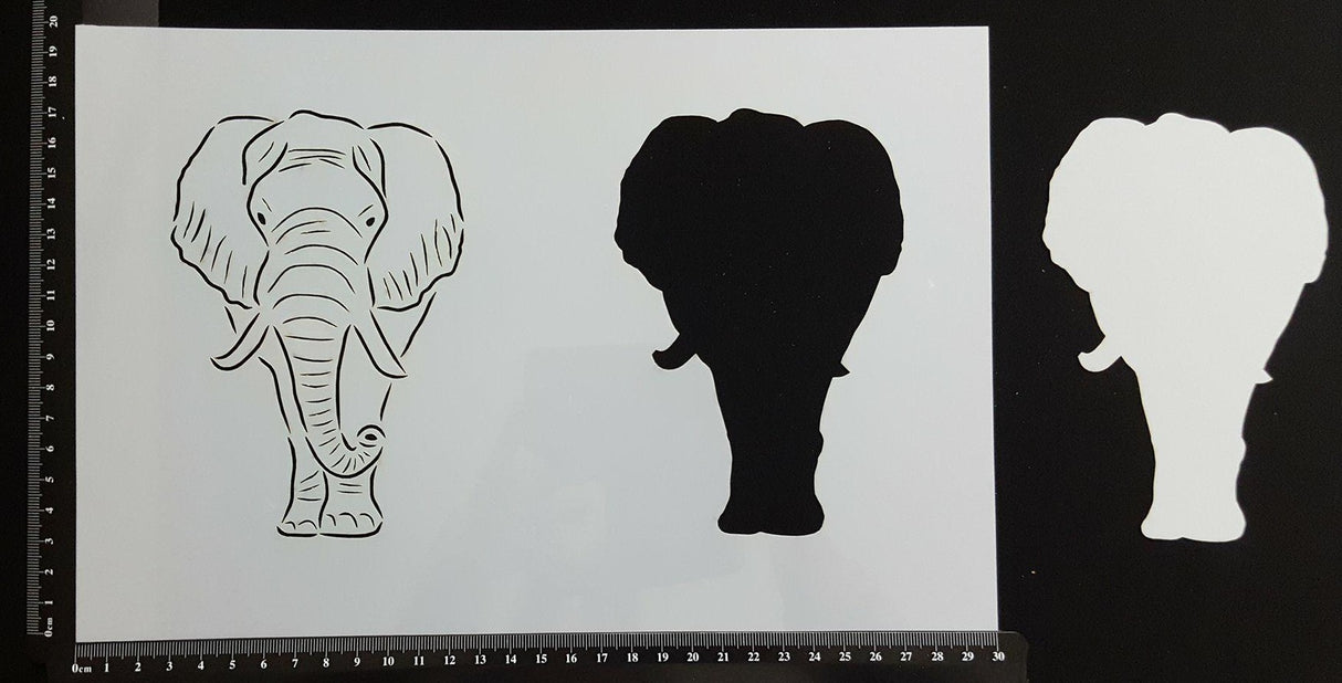 Detailed Elephant & Mask - Stencil - 200mm x 300mm