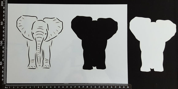 Detailed Elephant Baby - Stencil - 200mm x 300mm