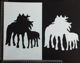 Detailed Horse Mother and Foal - A - Set of 3 pieces - Stencil - 200mm x 300mm