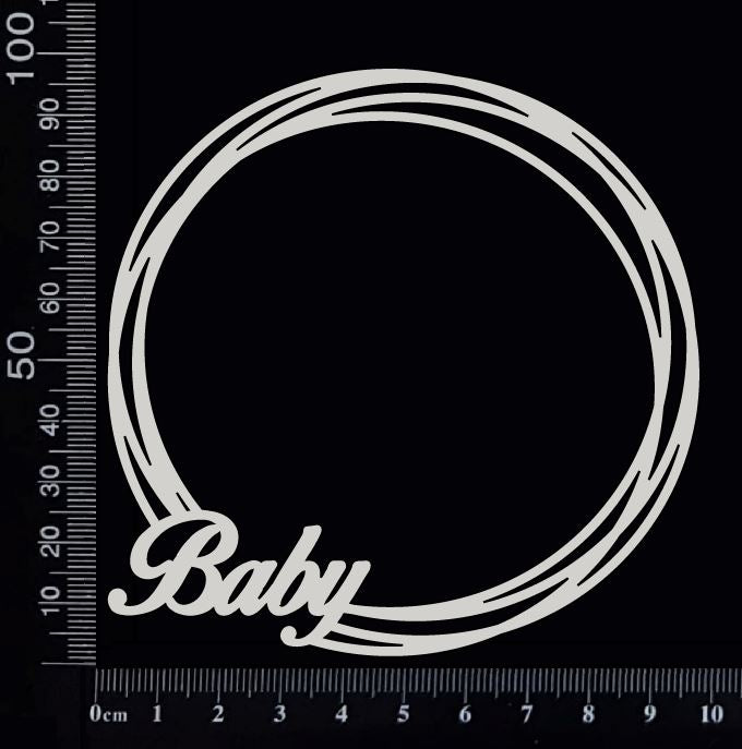 Distressed Circle - Baby - AA -  Small - White Chipboard