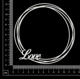 Distressed Circle - Love - White Chipboard