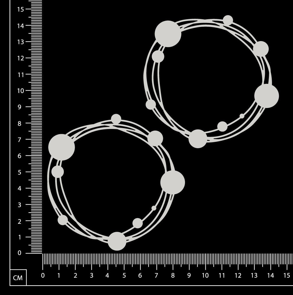 Distressed Circles with Spheres - Small - White Chipboard