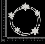 Distressed Circle with Flowers - White Chipboard