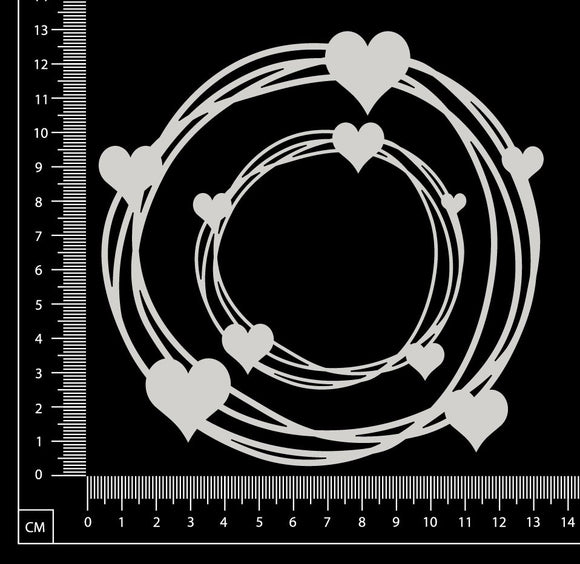 Distressed Circle with Hearts Set - White Chipboard