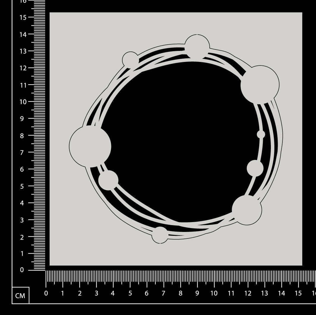 Distressed Circle with Spheres - White Chipboard