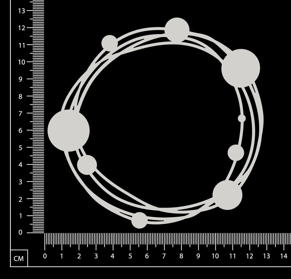 Distressed Circle with Spheres - White Chipboard