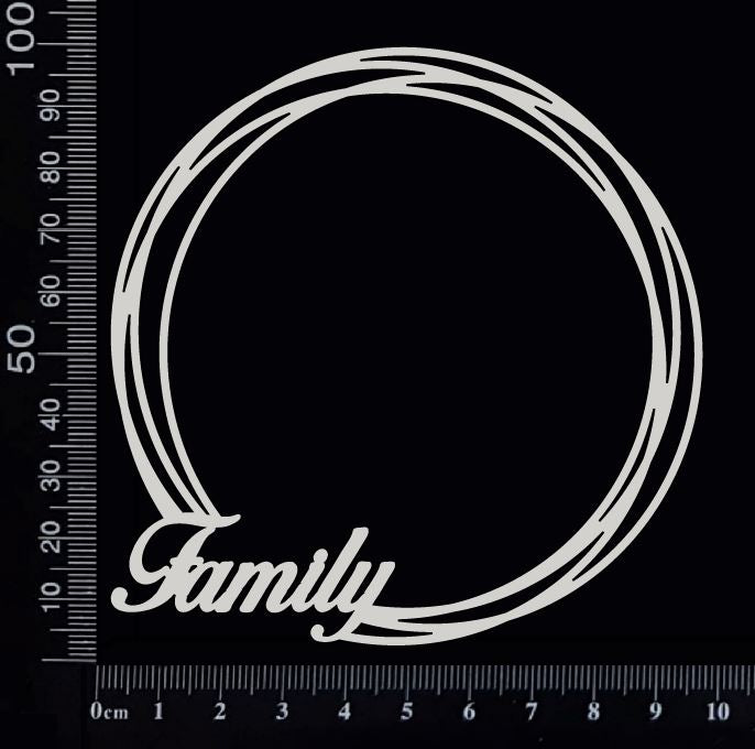 Distressed Circle - Family - Small - White Chipboard