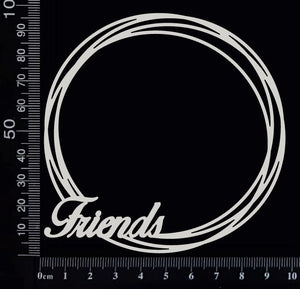 Distressed Circle - Friends - Small - White Chipboard