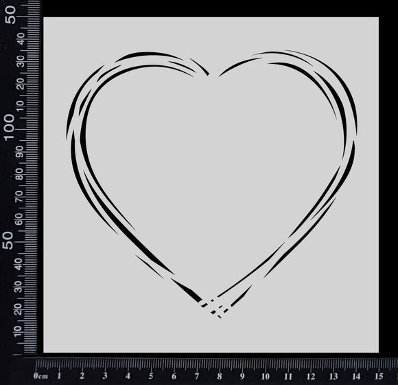 Distressed Heart - Stencil - 150mm x 150mm