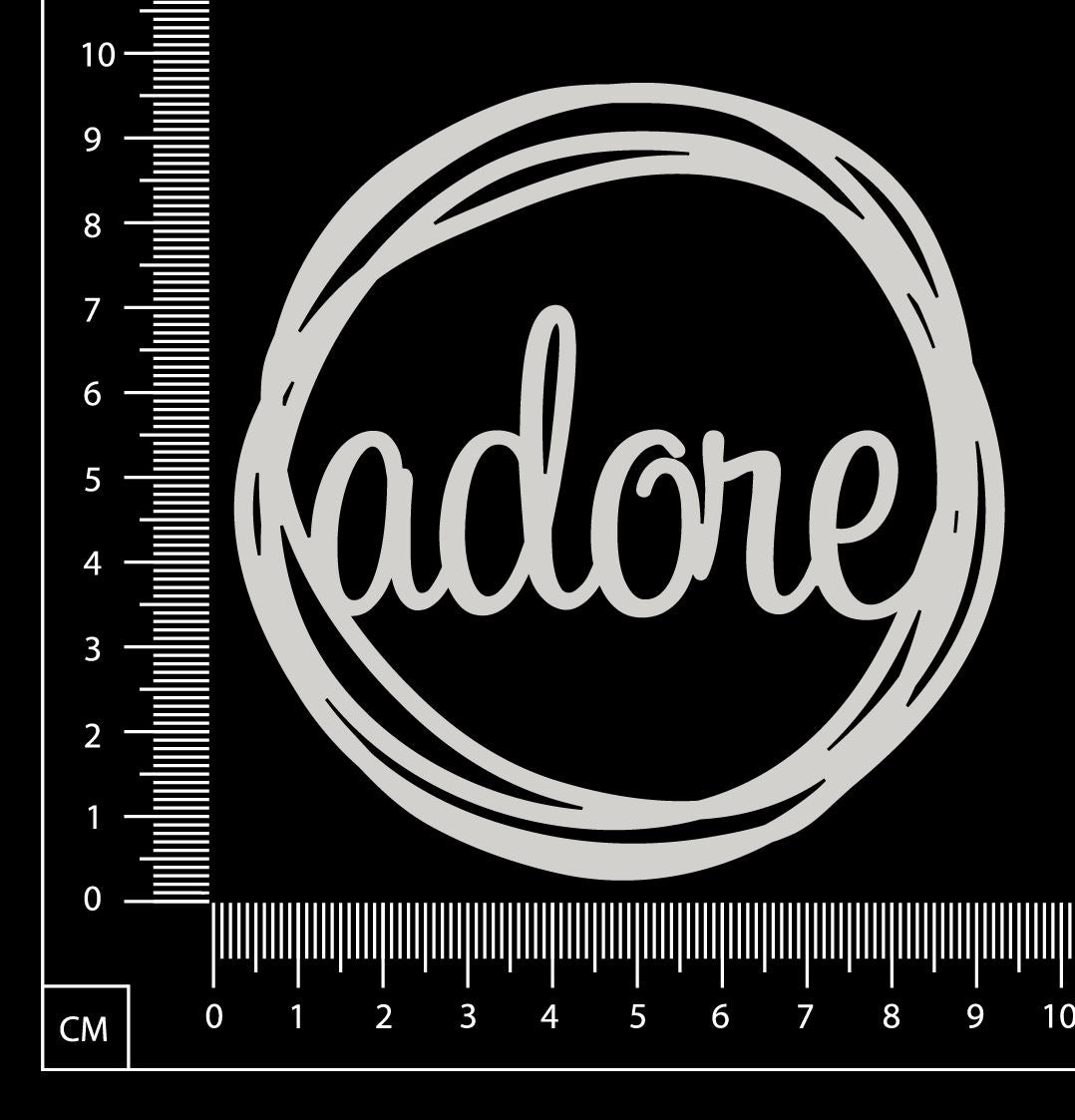 Distressed Word Circle - Adore - White Chipboard