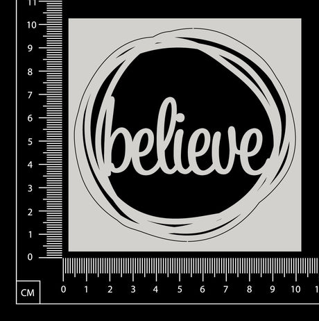 Distressed Word Circle - Believe - White Chipboard