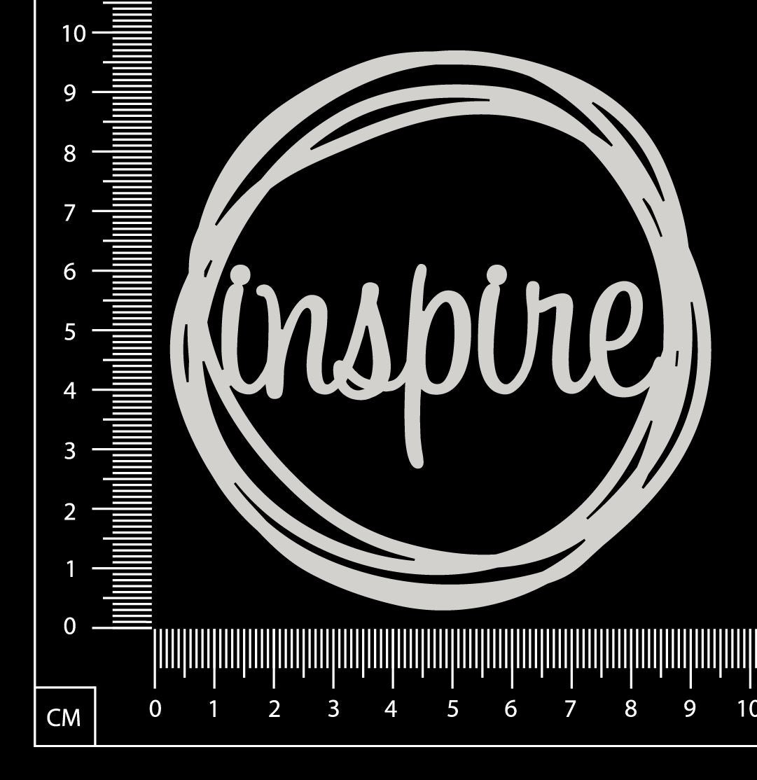 Distressed Word Circle - Inspire - White Chipboard