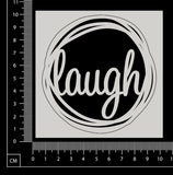 Distressed Word Circle - Laugh - White Chipboard