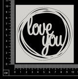 Distressed Word Circle - Love You - White Chipboard