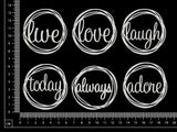 Distressed Word Circles Set - A - Small - White Chipboard