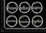 Distressed Word Circles Set - B - Small - White Chipboard