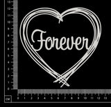 Distressed Word Heart - Forever - White Chipboard