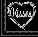 Distressed Word Heart - Kisses - White Chipboard