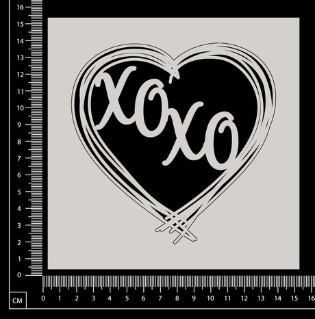 Distressed Word Heart - XOXO - White Chipboard