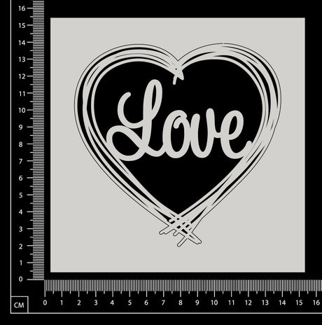 Distressed Word Heart - Love - White Chipboard