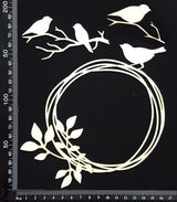 Distressed Bird Frame - A - Large - White Chipboard