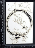Distressed Bird Frame - B - Small - White Chipboard